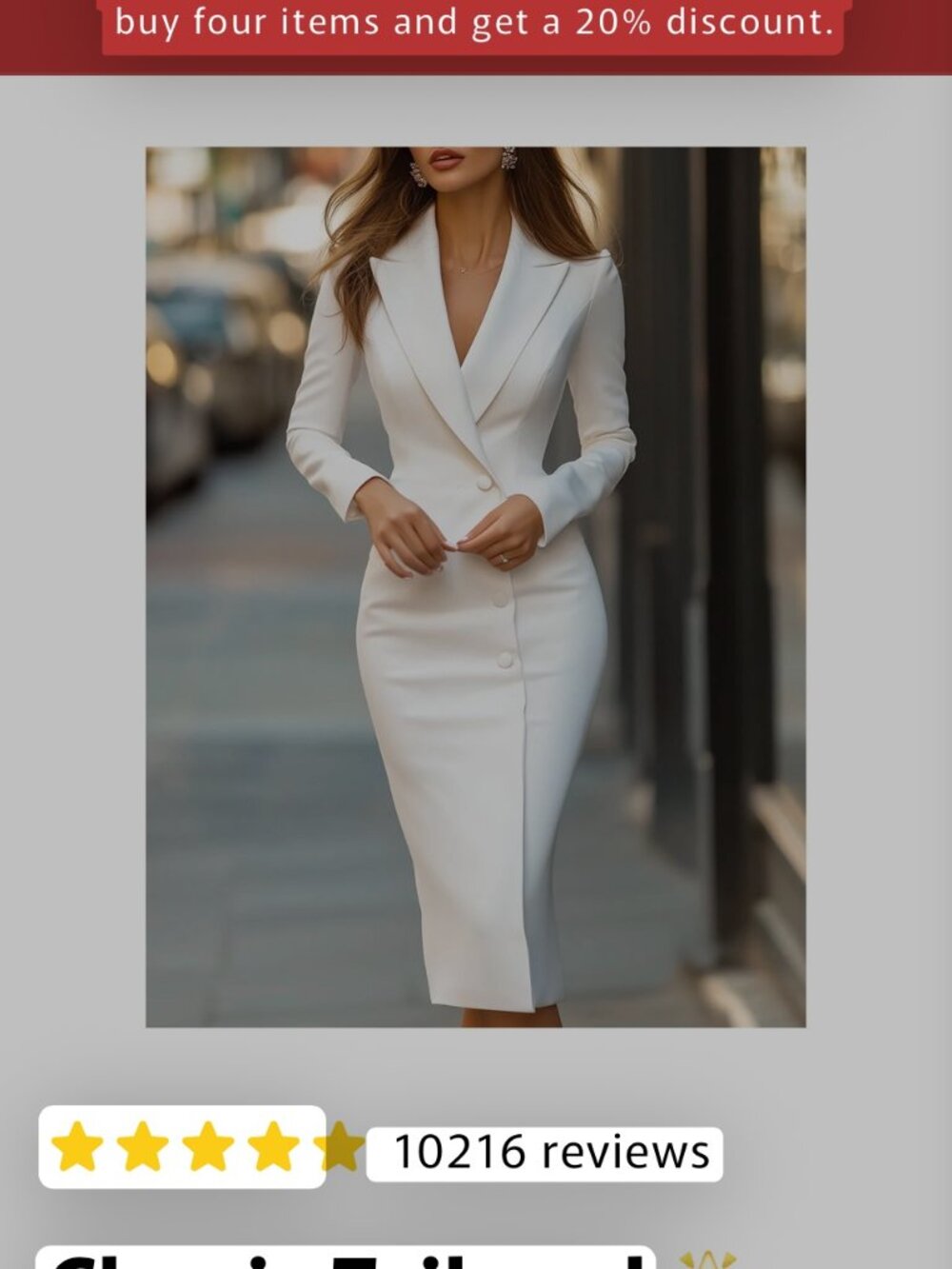 Women's White Dress Double Breasted